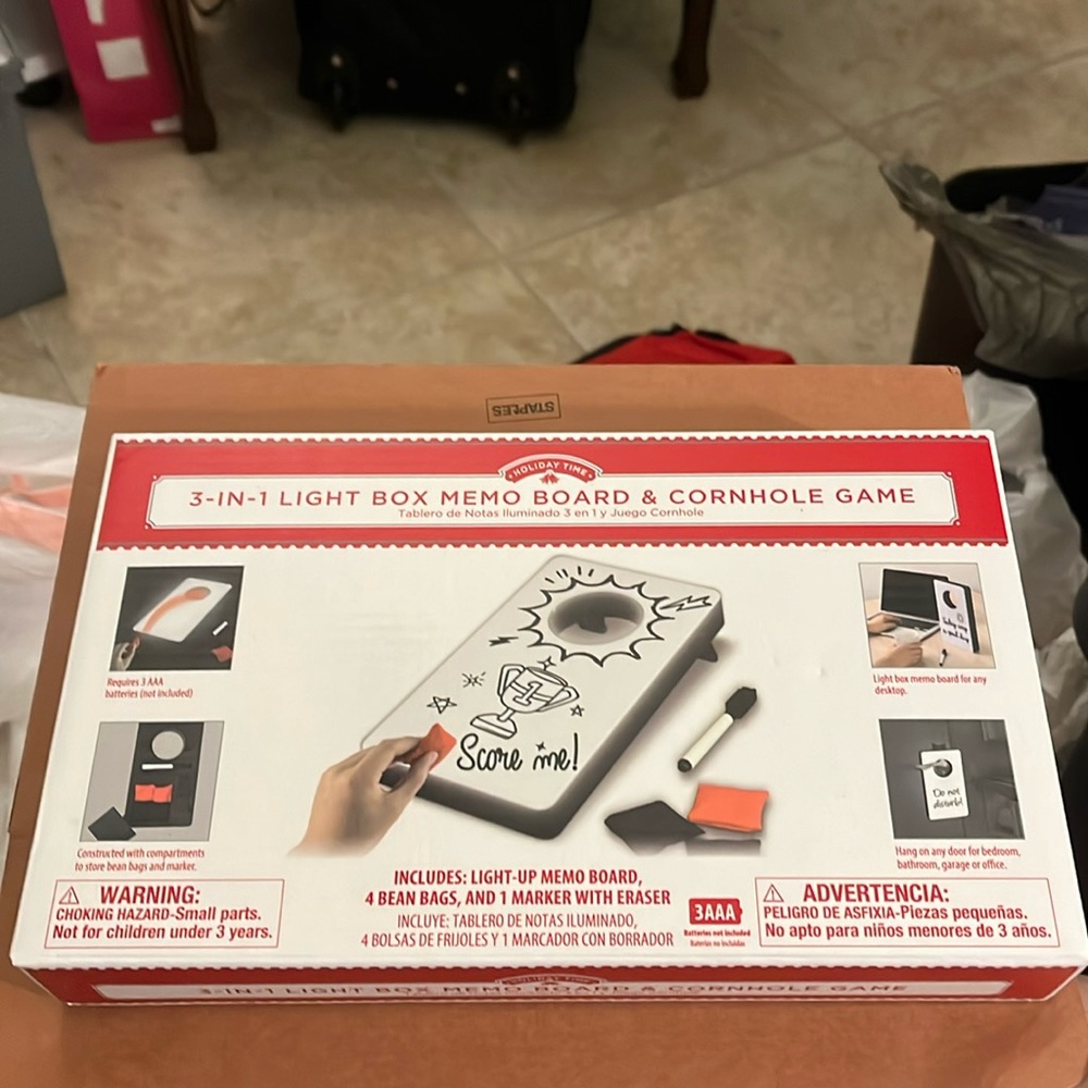 3-in-1 light up memo board & cornhole game